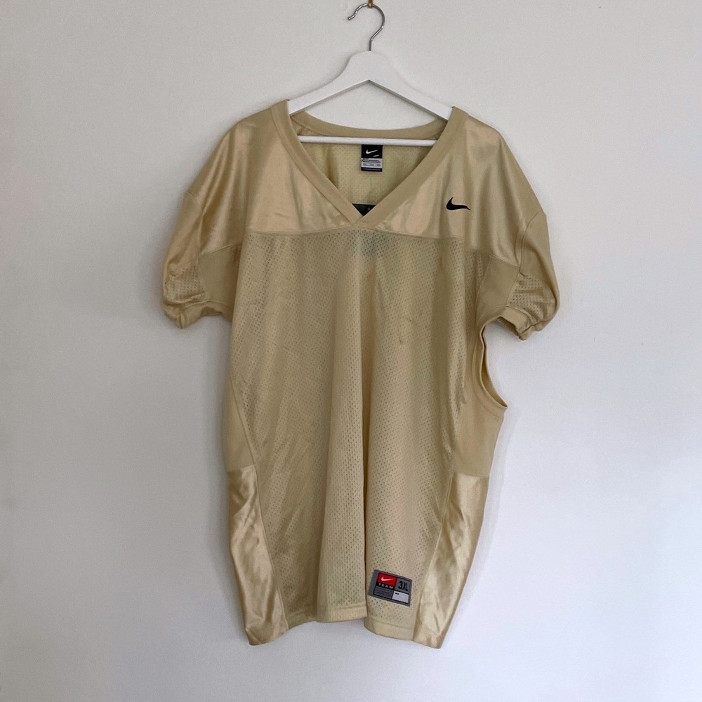 Nike Mens Football Jersey 3XL Gold Lightweight Mesh‎ V-Neck Swoosh